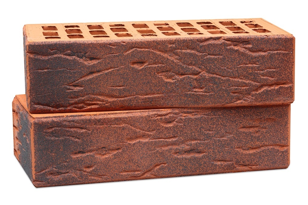 Облицовочный кирпич Воротынский одинарный 1 НФ Красный графит руст М150