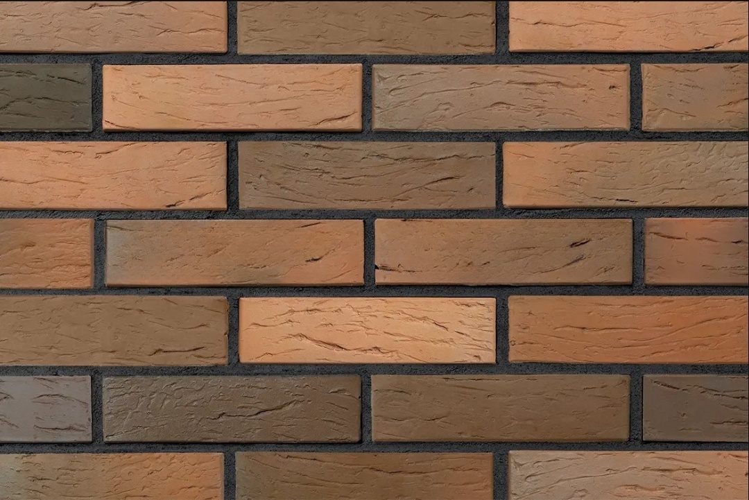 Облицовочный кирпич Браер одинарный 1 НФ Баварская кладка рифленный, М150-200