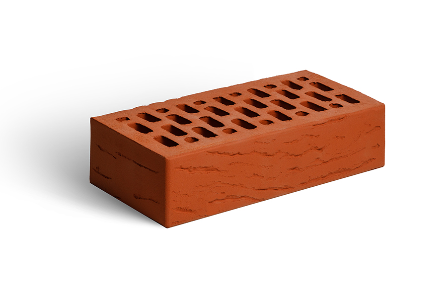Кирпич лицевой керамический пустотелый "Красный" утолщенный 1.4 НФ антик Магма