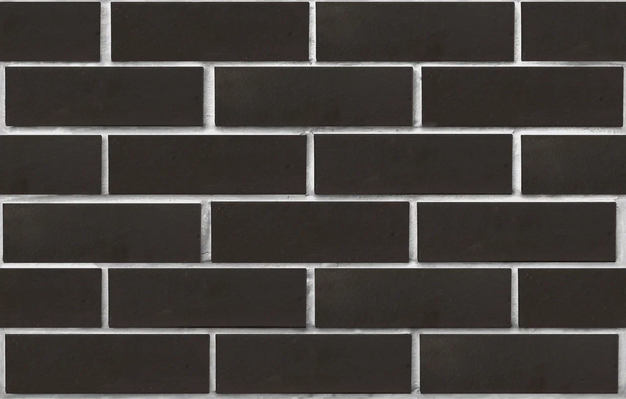 Клинкерный кирпич ЛСР 0,7NF Обсидиан черный матовый Рейкьявик гладкий